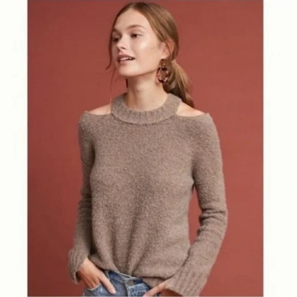 Anthropologie Moth Cold Shoulder Sweater merino wool baby alpaca - Picture 2 of 7